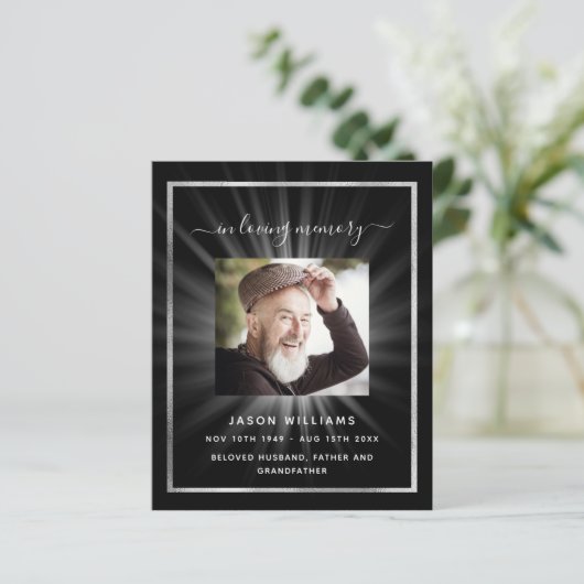 Zwarte witte ster foto begrafenisprogramma (Staand voorkant)