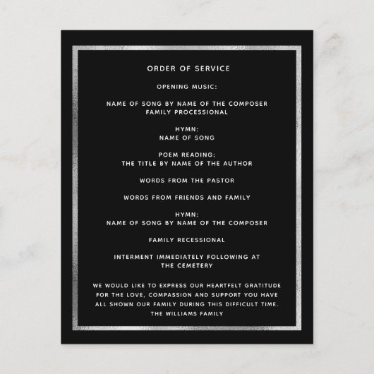 Zwarte witte ster foto begrafenisprogramma (Achterkant)