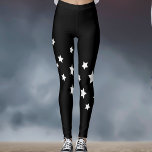 Zwarte witte sterren leggings<br><div class="desc">Een eenvoudig diagonaal patroon met witte sterren op een zwarte achtergrond. Transparante achtergrond,  zodat kunt u de kleur veranderen om uw stijl te passen.</div>