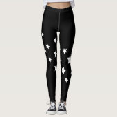 Zwarte witte sterren leggings (Voorkant)