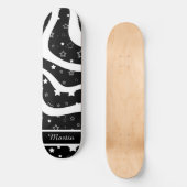 Zwarte & witte sterren op lijnen aangepaste naam persoonlijk skateboard (Voorkant)