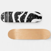 Zwarte & witte sterren op lijnen aangepaste naam persoonlijk skateboard (Horizontaal)