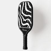 Zwarte & witte sterren op lijnen aangepaste naam pickleball paddle (Links)