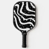 Zwarte & witte sterren op lijnen aangepaste naam pickleball paddle (Achterkant)