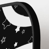 Zwarte & witte sterren op lijnen aangepaste naam pickleball paddle (Links Detail)