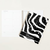 Zwarte & witte sterren op lijnen aangepaste naam planner (Display)