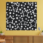 Zwarte, witte sterren: urban grunge. canvas afdruk (Insitu (Woonkamer))