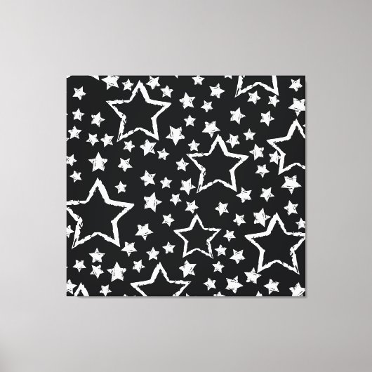 Zwarte, witte sterren: urban grunge. canvas afdruk (Voorkant)