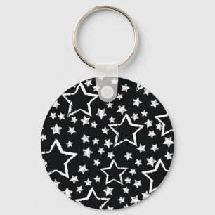 Zwarte, witte sterren: urban grunge. sleutelhanger