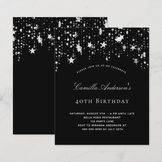 Zwarte witte sterren voor jaarjarig geld (Voorkant / Achterkant)