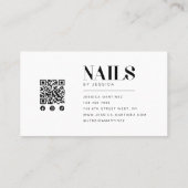 Zwarte Witte Stijlvolle Foto QR Code Nagelstudio Visitekaartje (Achterkant)