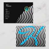 ZWARTE WITTE STIJLWAVELEN, BLAUWE GEMSTONMONOGRAM VISITEKAARTJE (Voorkant / Achterkant)