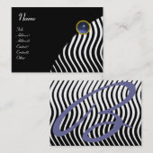 ZWARTE WITTE STIJLWAVELEN, BLAUWE GEMSTONMONOGRAM VISITEKAARTJE (Voorkant / Achterkant)