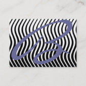 ZWARTE WITTE STIJLWAVELEN, BLAUWE GEMSTONMONOGRAM VISITEKAARTJE (Achterkant)