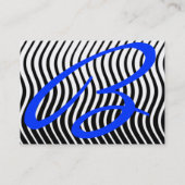 ZWARTE WITTE STIJLWAVELEN, BLAUWE GEMSTONMONOGRAM VISITEKAARTJE (Achterkant)
