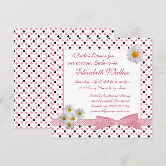 Zwarte witte stip, madeliefje Vrijgezellenfeest in Kaart (Voorkant / Achterkant)