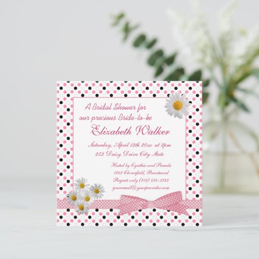 Zwarte witte stip, madeliefje Vrijgezellenfeest in Kaart (Staand voorkant)