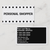 Zwarte witte stip PERSONAL SHOPPER visitekaartjes (Voorkant / Achterkant)