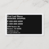 Zwarte witte stip PERSONAL SHOPPER visitekaartjes (Achterkant)