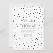 Zwarte witte stippen eenvoudige chique bruiloft kaart (Voorkant)