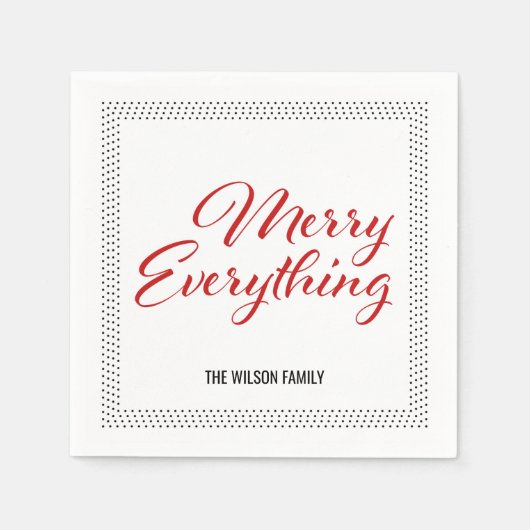 Zwarte witte Stippen grens vrolijk alles Servet (Voorkant)