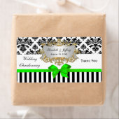 Zwarte witte streep Damask Limoen Wijnlabel Etiket (Insitu)