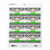 Zwarte witte streep Damask Limoen Wijnlabel Etiket (Full Sheet)