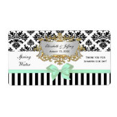 Zwarte witte streep Damask mint #2 waterlabel Etiket (Voorkant)