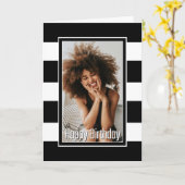 Zwarte witte streep elke zondag kaart (Gele Bloem)