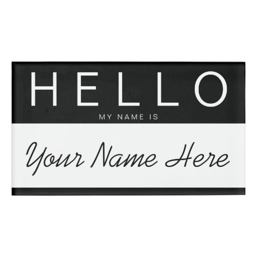 Zwarte & Witte streep 'Hallo mijn naam is...' Pers Naambadge (Voorkant)