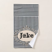 Zwarte witte streep HandsomeBathroom-handdoekset Bad Handdoek (Handdoek)