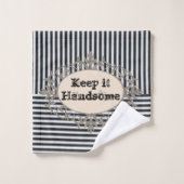 Zwarte witte streep HandsomeBathroom-handdoekset Bad Handdoek (Wasdoekje)