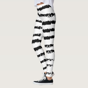 Zwarte witte streep leggings