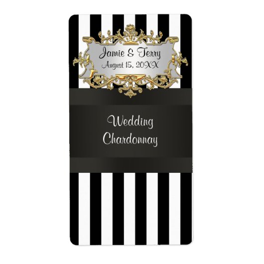 Zwarte witte streep met zwart lintlabel etiket (Voorkant)