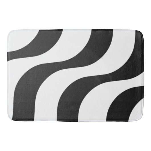 zwarte + witte streep modern badmat (Voorkant)