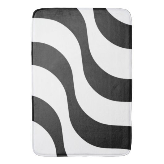 zwarte + witte streep modern badmat (Voorkant Verticaal)