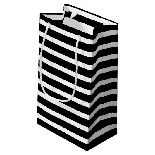 Zwarte witte streep patroonpartij klein cadeauzakje (Achterkant Gekanteld)