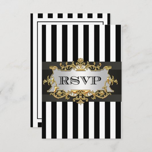 Zwarte Witte Streep RSVP 1 (Voorkant / Achterkant)
