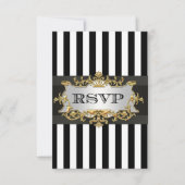 Zwarte Witte Streep RSVP 1 Kaartje (Voorkant)