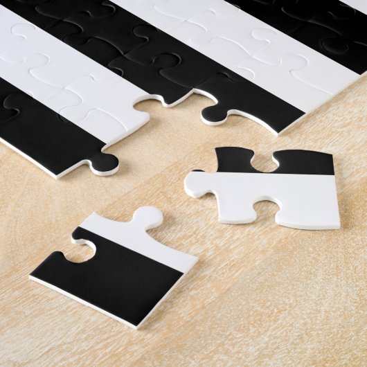 Zwarte witte streep, rustrerend legpuzzel (Zijkant)