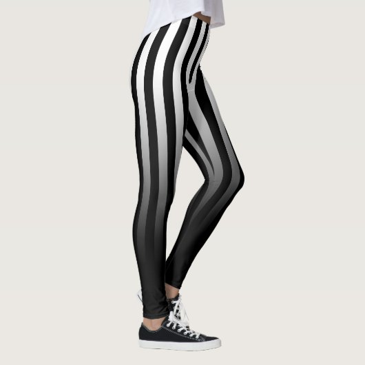 Zwarte witte streep vervagen naar zwarte Leggings (Rechts)