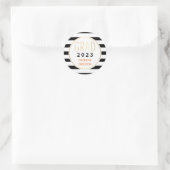 Zwarte witte strepen afstudeerder 2016 trendy afst ronde sticker (Tas)