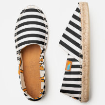 Zwarte witte strepen Canvas Slip On