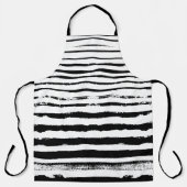 Zwarte witte strepen Eenvoudig Schort (Voorkant)