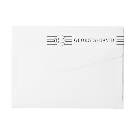 Zwarte witte strepen en monogram bruiloft (Achterkant)