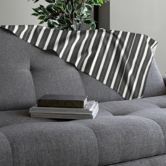 Zwarte witte strepen fleece deken