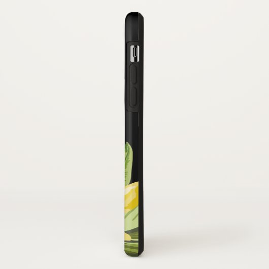 Zwarte witte strepen Gele bloemen Case-Mate iPhone Case (Achterkant/links)