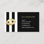 zwarte witte strepen gouden lippen make - up kunst visitekaartje (Achterkant)