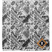 Zwarte witte strepen ID770 Douchegordijn (Voorkant)