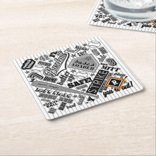 Zwarte witte strepen ID770 Kartonnen Onderzetters